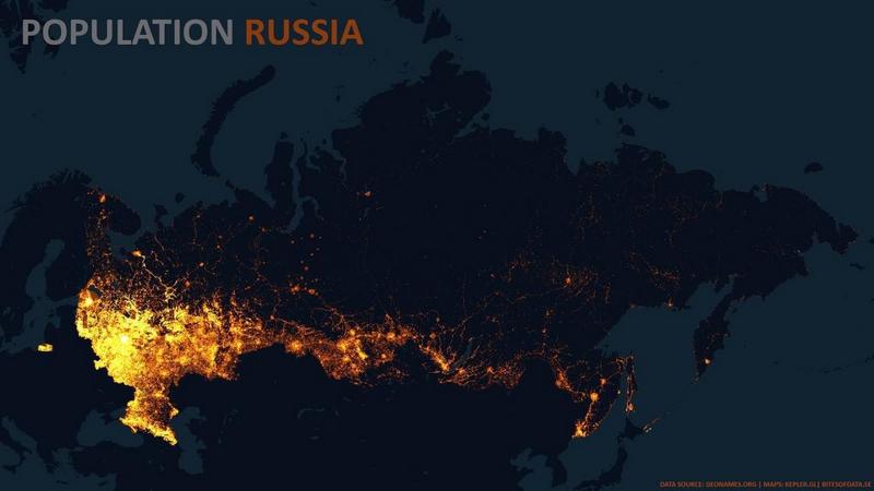 Карта плотности населения России